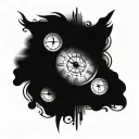 time clock with human eye above tattoo design idea