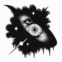 time clock with human eye above tattoo design idea