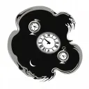 time clock with human eye above tattoo design idea