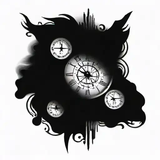 time clock with human eye above tattoo design idea