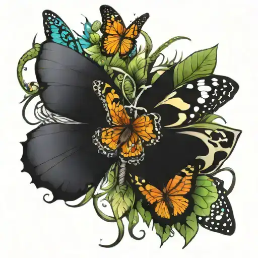Metamorphosis from Jaguar to Butterfly via 13 different jungle animals tattoo design idea