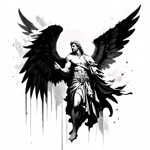 Lines and Articles around Archangel Michael tattoo design idea