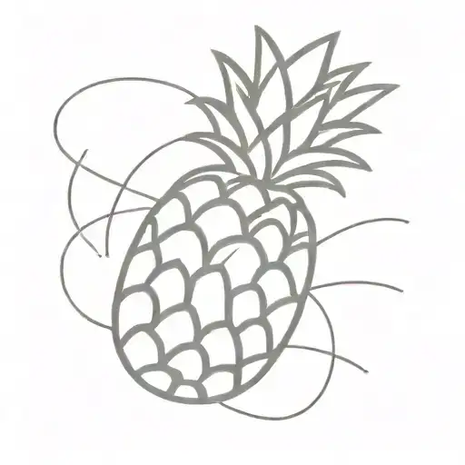 A pineapple connected to half of a sun. tattoo design idea
