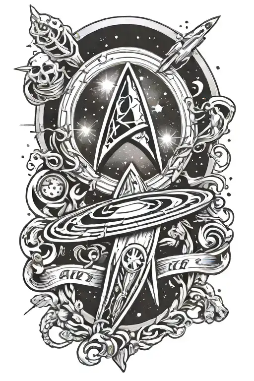 star trek badge busting out of chest tattoo tattoo design idea