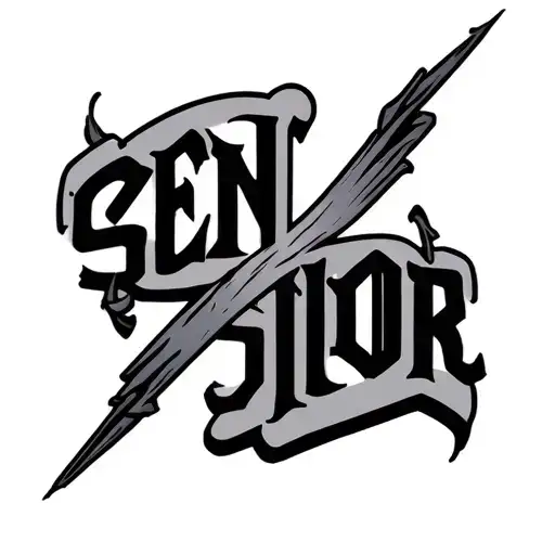 Cyber Sigilism Text saying "Senior" tattoo design idea
