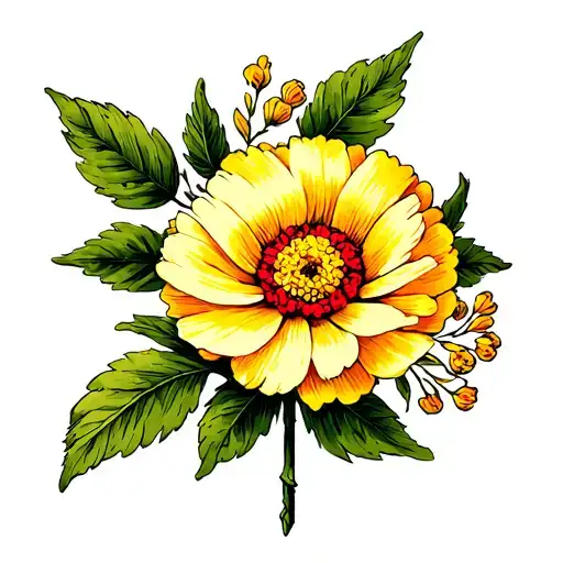 queen sophia marigold flower tattoo design idea