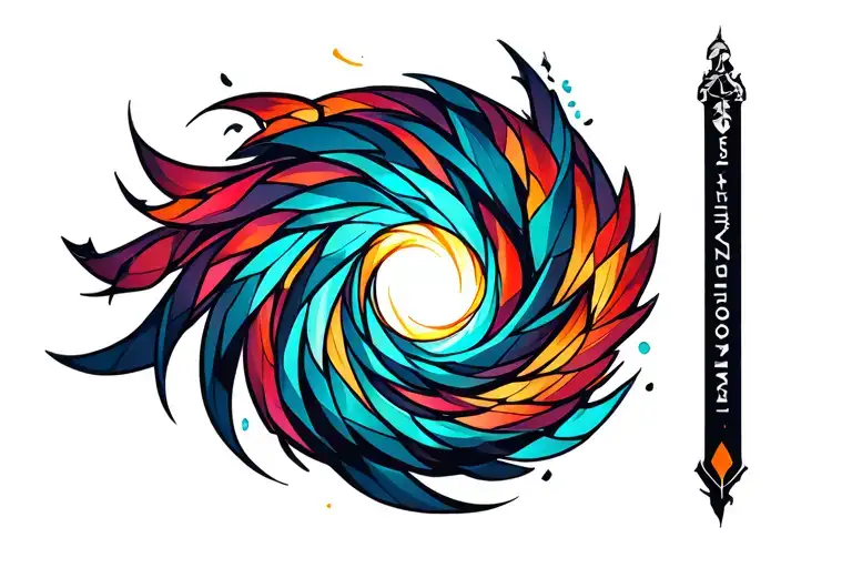 Solo Leveling from shoulder to elbow spiraling polygons tattoo design idea