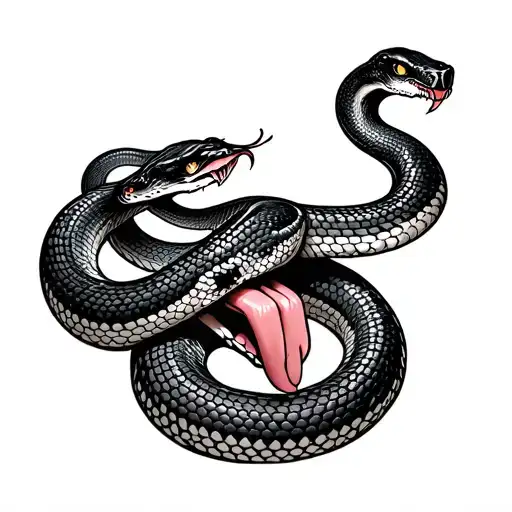 a snake on my arm going to the top of my hand with the tounge on my middle finger tattoo design idea