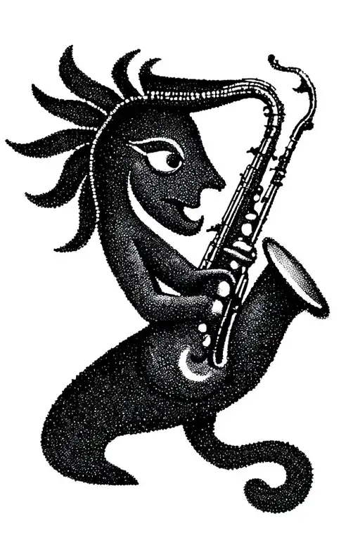 kokopelli playing saxophone tattoo design idea
