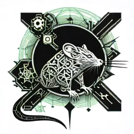 Rat japanese warrior tattoo design idea