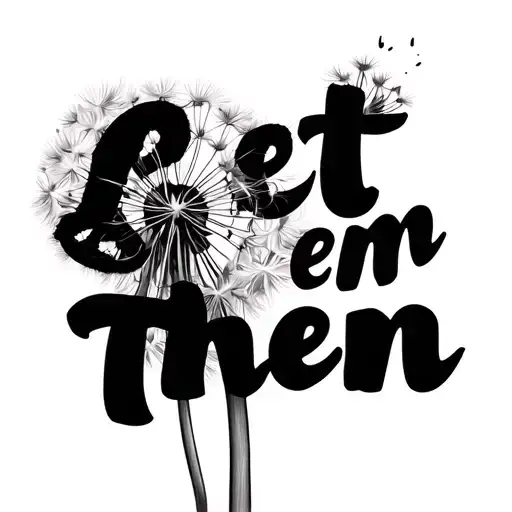 dandelion blown in wind with words Let Them for stem tattoo design idea