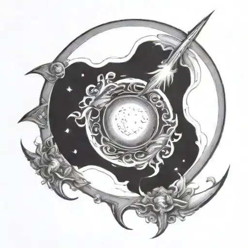 halo of light around the moon tattoo design idea