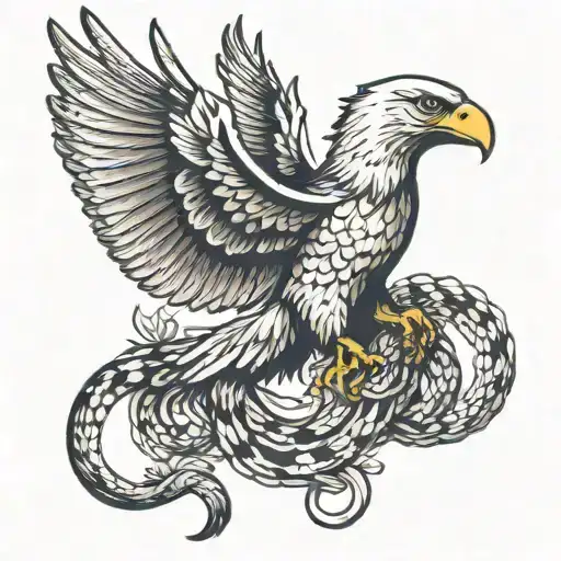 american  eagle fighting snake tattoo design idea