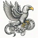american  eagle fighting snake tattoo design idea