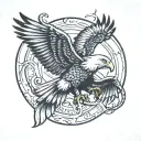 american  eagle fighting snake tattoo design idea