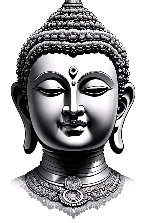 Buddha face tattoo design idea