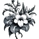 iris and cosmo flowers on a vine intertwined tattoo design idea