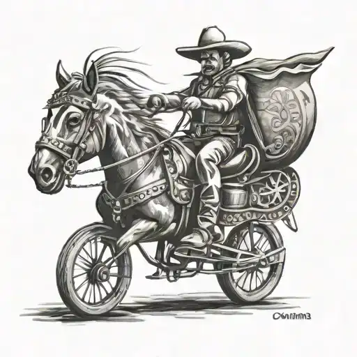 simple mexican riding quad tattoo design idea