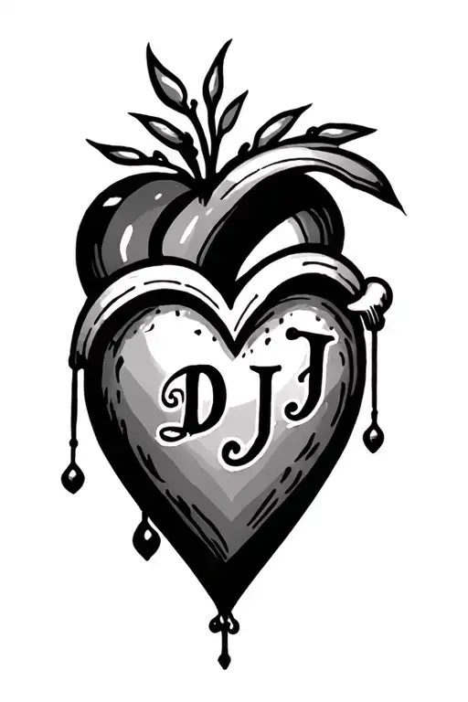 A heart and the initials D and J in it tattoo design idea