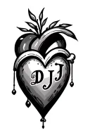 A heart and the initials D and J in it tattoo design idea