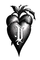 A heart and the initials D and J in it tattoo design idea