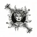 human with complicated mind tattoo design idea