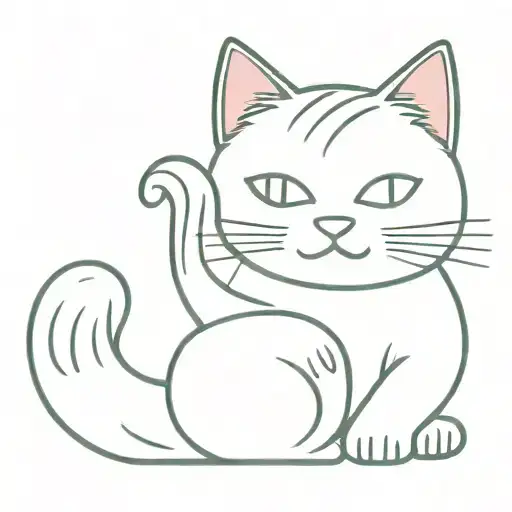lucky cat with a fluffy tail   tattoo design idea