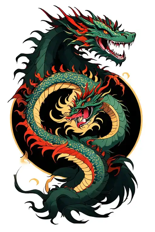 avatar the last airbender with two dragons and all the elements visible tattoo design idea