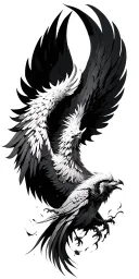 Phoenix rising from ashes tattoo design idea