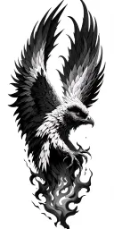 Phoenix rising from ashes tattoo design idea