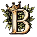 the letter b with a crown on it add an olive branch circle around it  tattoo design idea