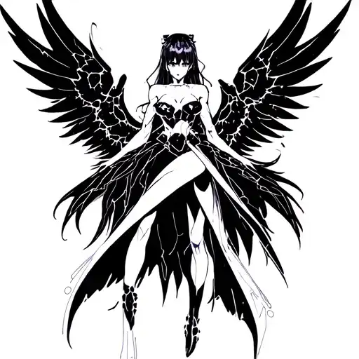 cyber sigilism wings spread wide tattoo design idea