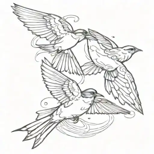 swallow bird flying father and daughter tattoo design idea
