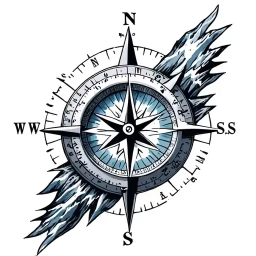 alaska, glacier, mountain, compass surrounded tattoo design idea