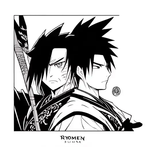 ryomen sukuna and madara uchiha tattoo design idea