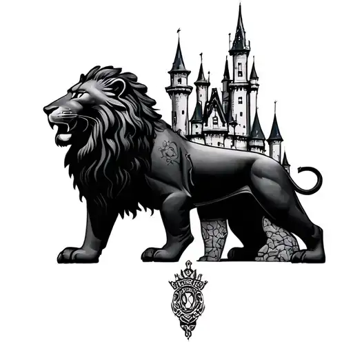 disney castle and lions  tattoo design idea