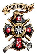 firefighter cross tattoo design idea