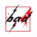 lightning and the text "bad" tattoo design idea
