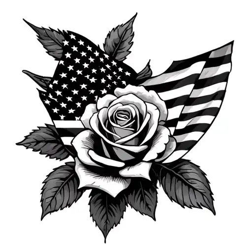 American flag roses EMT throns tattoo design idea