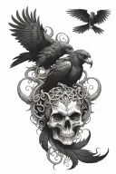 skull, Medusa, raven tattoo design idea