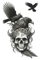 skull, Medusa, raven tattoo design idea