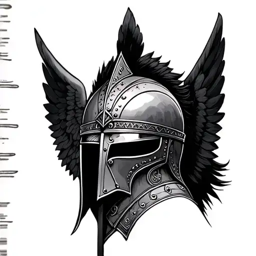 leonidas helmet and wings tattoo design idea