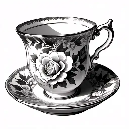 Royal Albert Old English Rose Tea Cup and Saucer. the cup is upside down on the right side up saucer tattoo design idea