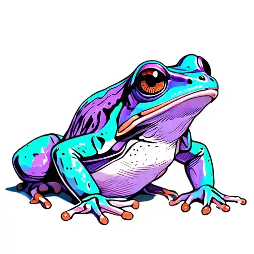 purple and teal tree frog  tattoo design idea