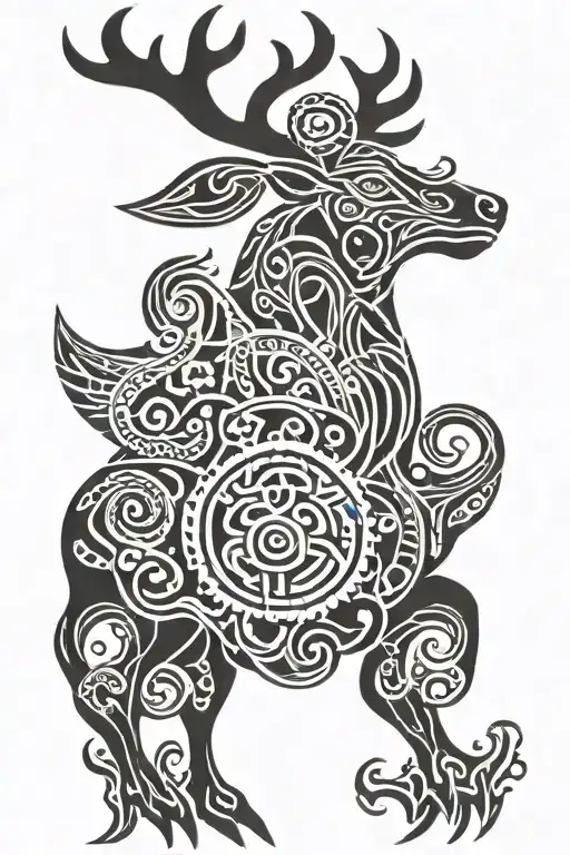 giant irish stag surrounded tattoo design idea