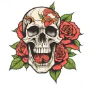 Rose inside skull inside tattoo design idea