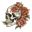 Rose inside skull inside tattoo design idea