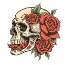 Rose inside skull inside tattoo design idea