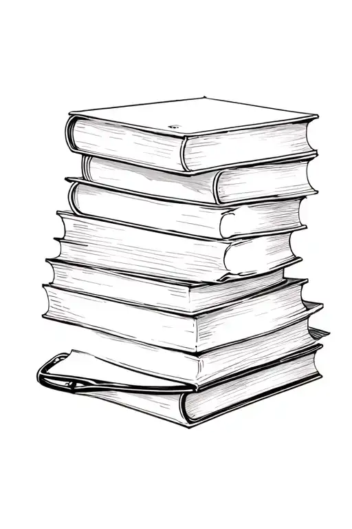 Realistic, delicate, stacked book tattoo with fine lines in a feminine style. radiology technologist themed with markers tattoo design idea