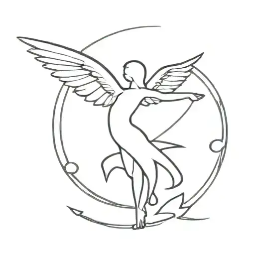 Small minimalistic tatoo. It needs to mix a letter B with a valkyrie. The valkirie needs to be present full body. tattoo design idea
